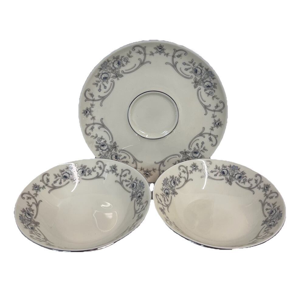 Vintage Johann Haviland Rhineland Pattern Bavaria 3pc Set Saucer & Fruit Bowls